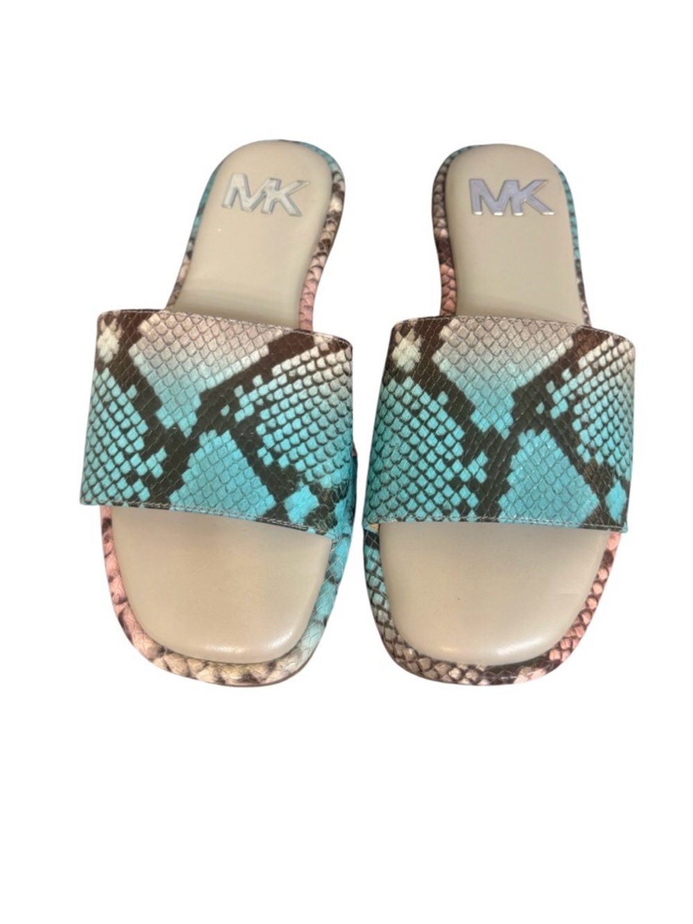 Wrn1X MICHAEL KORS Hayworth faux snake slides women’s sandals size 8.5 - Picture 12 of 13